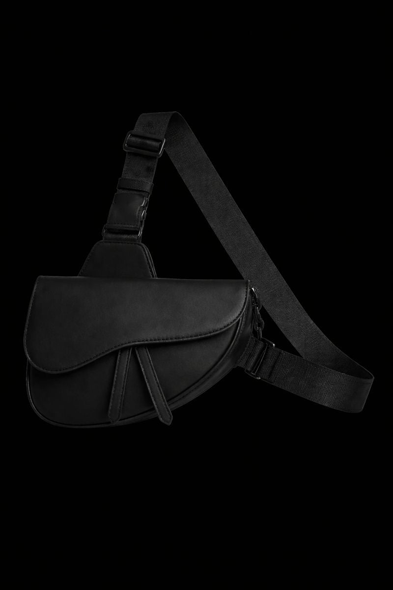 High Quality Black Mens Saddle Bag